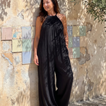 Sylvara | Pleated Halter Neck Wide Leg Relaxed Jumpsuit