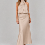 Nopal | Sleeveless Draped Neck Midi Dress