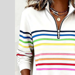 Prismette™ | Colourful Striped Quarter-Zip Sweatshirt
