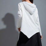 Hooded Irregular Stitching Long Sleeves T-shirts