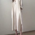 Zeagoo Women's Casual Stand Collar Long Sleeve Side Fork Long Dress