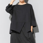 Loose-fitting Patchwork Casual T-shirt
