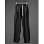 Retro Ice Silk Short Sleeve V-Neck Shirt Drawstring Trousers Two-Piece Set