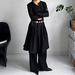 Fake Two-piece Loose Drape Pleated Skirt Pants