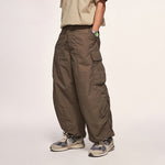Fine Check Loose Workwear Wide-leg Pants