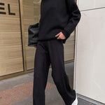 Knitted solid color loose casual suit
