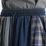 Retro Denim Patchwork Casual Distressed Drape Culottes