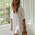 Zeagoo Women's Casual Swimsuit Cover Up Blouses Button Down Beach Tunic Dress Bathing Suit Coverup