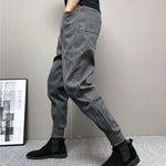 Casual Denim Cuff Washed Stretch Trousers