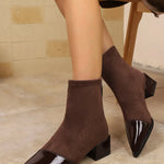 Women's Pointed Toe Chunky Heel Ankle Boots