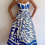 Vintage Sardine Print Suspender Dress