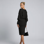 Charlotte Fielding | Balloon Sleeve Knit Midi Dress For Women