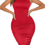 Ruched Stretchy Bodycon Dress - Zeagoo (Us Only)