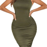Ruched Stretchy Bodycon Dress - Zeagoo (Us Only)