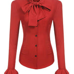 Ruffle Long Sleeve Button-Down Tunic Tops - Zeagoo (Us Only)