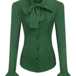 Ruffle Long Sleeve Button-Down Tunic Tops - Zeagoo (Us Only)