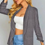 Open Front Long Sleeve Cardigan Blazer - Zeagoo (Us Only)