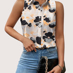 Zeagoo Sleeveless Blouses Casual Button Down Flower Tank Tops