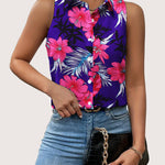 Zeagoo Sleeveless Blouses Casual Button Down Flower Tank Tops