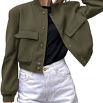 Zeagoo Women Bomber Jacket Casual Button Down Shackets