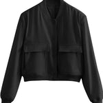 Zeagoo Women Bomber Jacket Casual Button Down Shackets