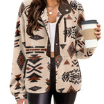 Zeagoo Women's Cozy Fleece Jacket Western Aztec Print Coat