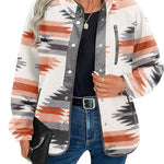 Zeagoo Women's Cozy Fleece Jacket Western Aztec Print Coat