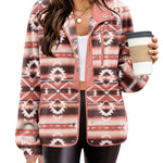 Zeagoo Women's Cozy Fleece Jacket Western Aztec Print Coat
