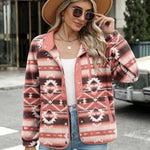 Zeagoo Women's Cozy Fleece Jacket Western Aztec Print Coat