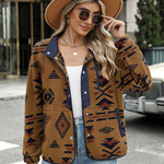 Zeagoo Women's Cozy Fleece Jacket Western Aztec Print Coat