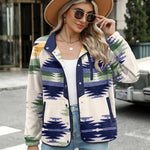 Zeagoo Women's Cozy Fleece Jacket Western Aztec Print Coat