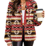 Zeagoo Women's Cozy Fleece Jacket Western Aztec Print Coat