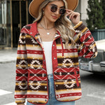 Zeagoo Women's Cozy Fleece Jacket Western Aztec Print Coat
