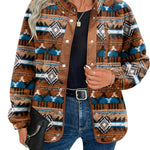 Zeagoo Women's Cozy Fleece Jacket Western Aztec Print Coat
