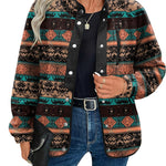 Zeagoo Women's Cozy Fleece Jacket Western Aztec Print Coat