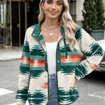 Zeagoo Women's Cozy Fleece Jacket Western Aztec Print Coat