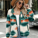 Zeagoo Women's Cozy Fleece Jacket Western Aztec Print Coat