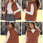 Zeagoo Women Sleeveless Warm Jackets Casual Stand Collar Puffer Vest