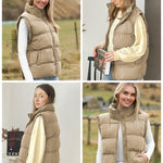 Zeagoo Women Sleeveless Warm Jackets Casual Stand Collar Puffer Vest