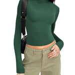 Zeagoo Women Turtleneck Casual Long Sleeve Shirts Tight T-Shirts