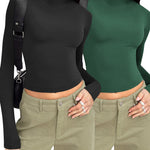 Zeagoo Women Turtleneck Casual Long Sleeve Shirts Tight T-Shirts