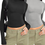 Zeagoo Women Turtleneck Casual Long Sleeve Shirts Tight T-Shirts