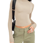 Zeagoo Women Turtleneck Casual Long Sleeve Shirts Tight T-Shirts