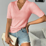 Zeagoo Short Sleeve Sweaters Soft Casual V Neck Pullover Tops