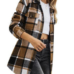 Zeagoo Plaid Shacket Jacket Button Down Trench Coats