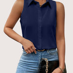Zeagoo Sleeveless Blouses Casual Button Down Flower Tank Tops