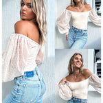 Puff Long Sleeve Bodysuit Leotard Sheer Top - Zeagoo (Us Only)