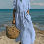 Harper Sutton | Pintuck Linen Maxi Shirt Dress For Women