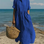 Harper Sutton | Pintuck Linen Maxi Shirt Dress For Women