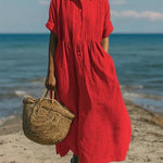 Harper Sutton | Pintuck Linen Maxi Shirt Dress For Women